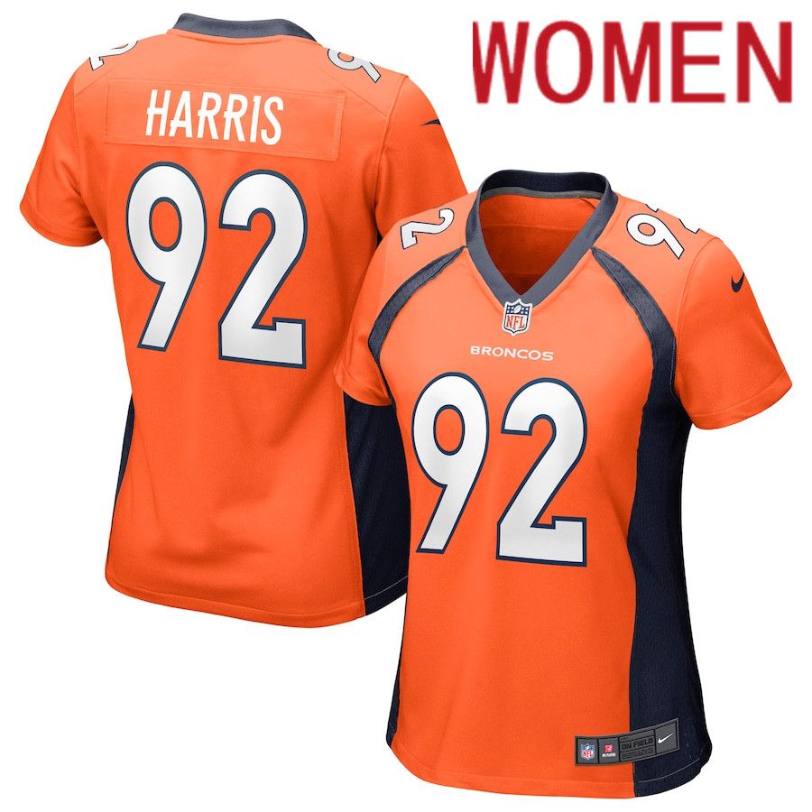 Women Denver Broncos #92 Jonathan Harris Nike Orange Game NFL Jersey